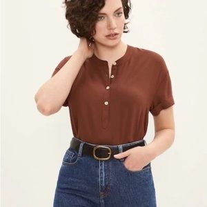 Frank & Oak Textured Viscose Button-up Tee